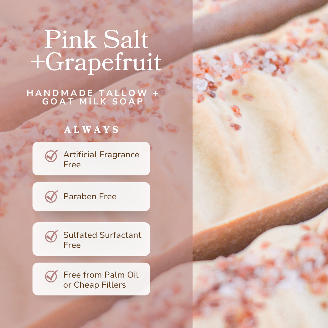 Pink Salt + Grapefruit Cleansing Bar Handmade Tallow and Goat Milk Soap Bar - BIG FRENCHIES