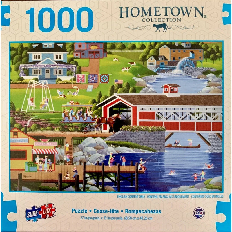 Sunday at the Covered Bridge 1000 Piece Jigsaw Puzzle Sure Lox - BIG FRENCHIES