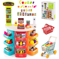 Supermarket Playset for Kids 76 PCS Pretend Play Grocery Store Set with Shopping Cart