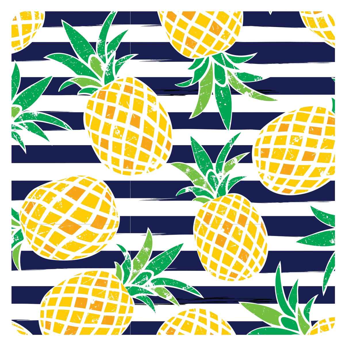 Summer Stripes - Pineapple - Splash Mat - A Waterproof Catch-All for Highchair Spills and More! - BIG FRENCHIES