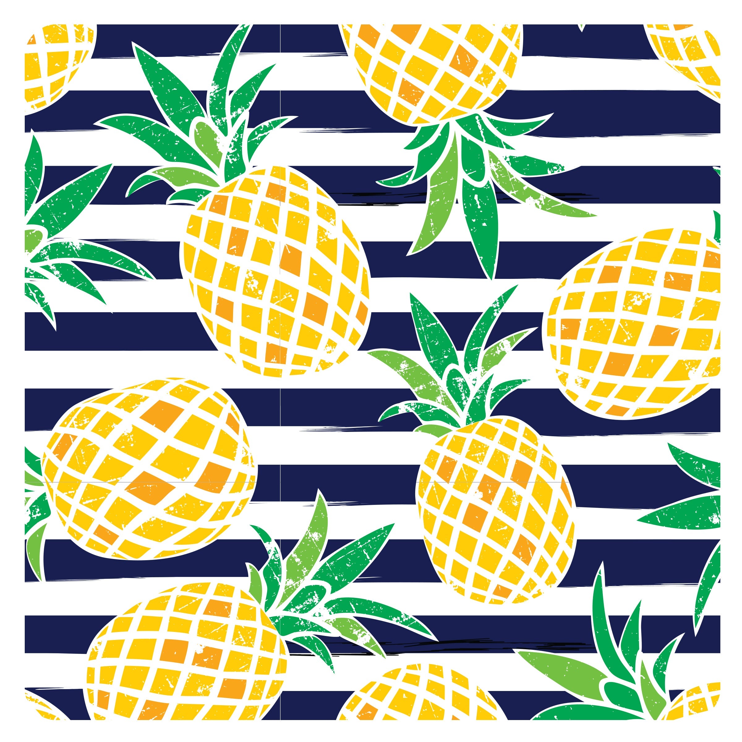 Summer Stripes - Pineapple - Splash Mat - A Waterproof Catch-All for Highchair Spills and More!