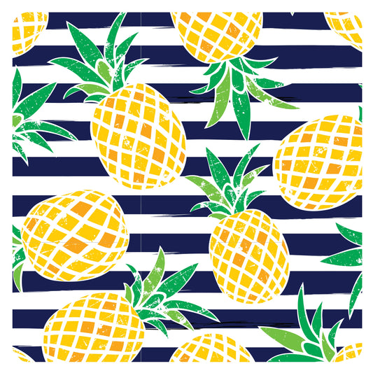 Summer Stripes - Pineapple - Splash Mat - A Waterproof Catch-All for Highchair Spills and More!