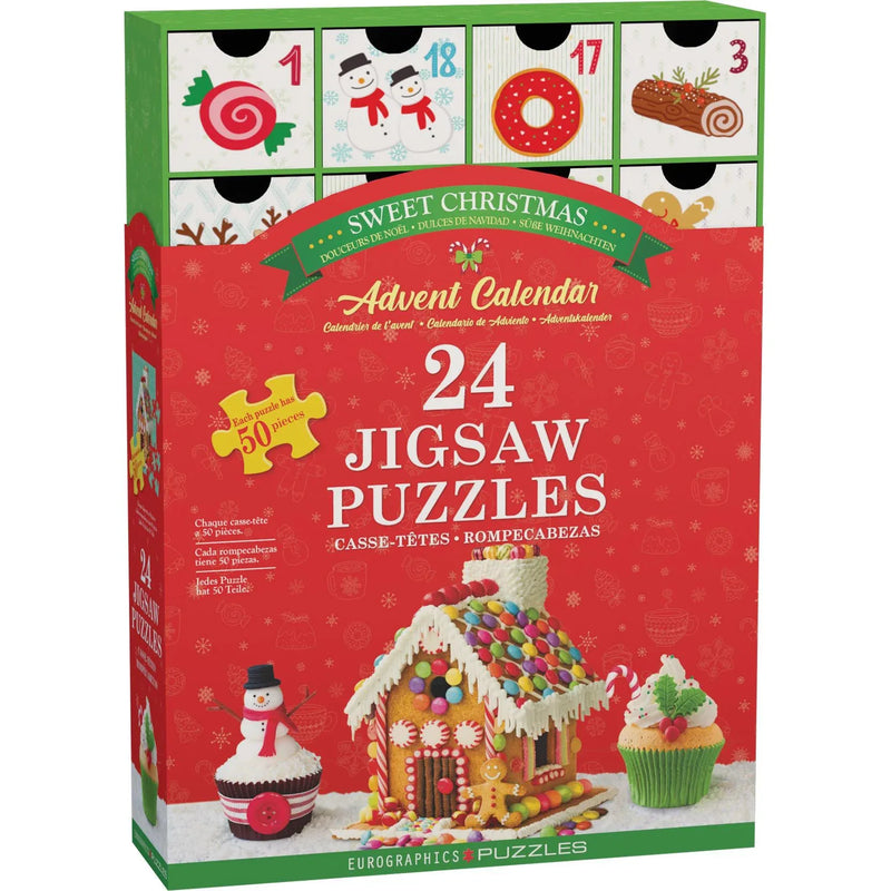 Sweet Christmas Advent Calendar - 24 Set of 50 Piece Mini Jigsaw Puzzles Eurographics - BIG FRENCHIES