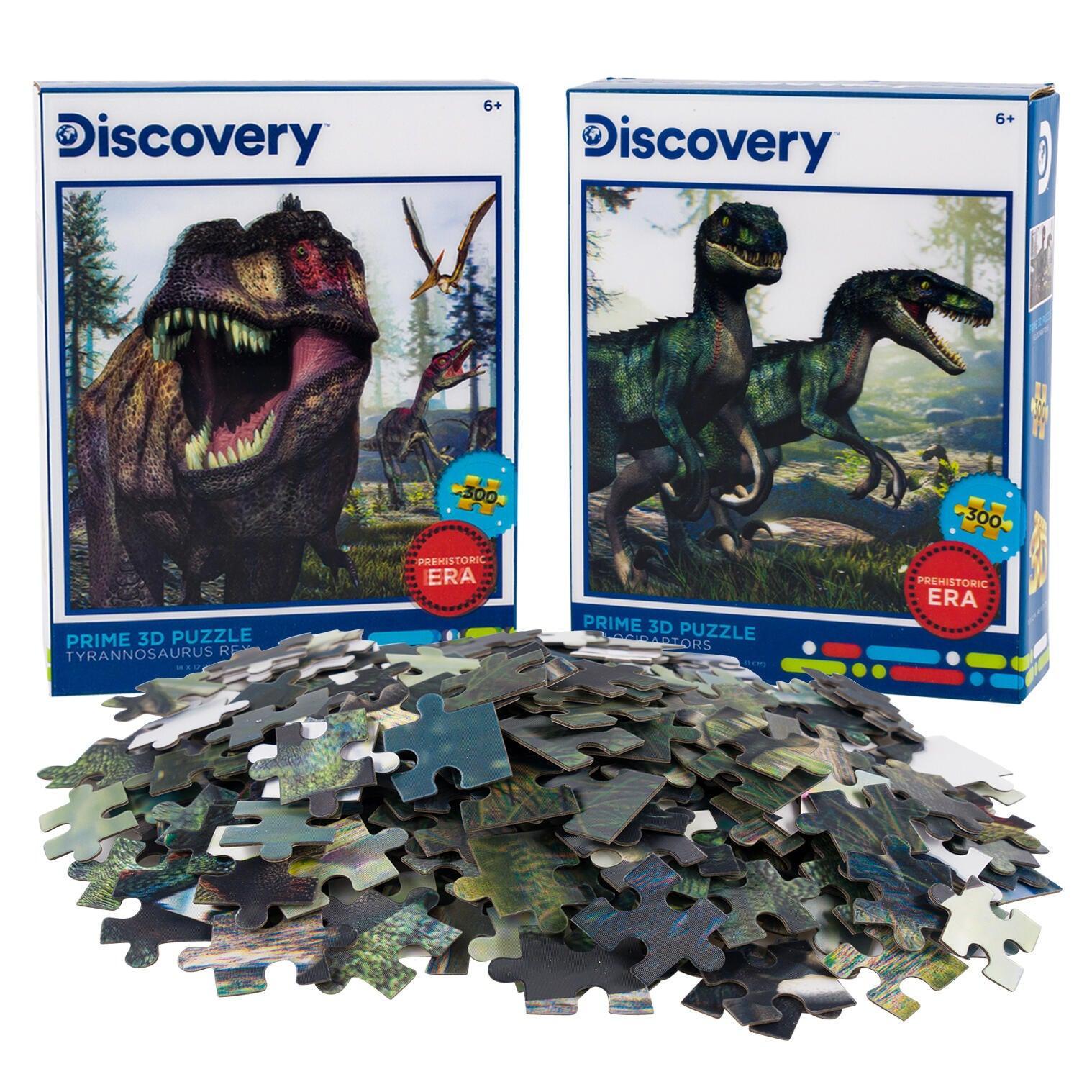 T-Rex & Velociraptors Set of 2 300 Piece Lenticular Jigsaw Puzzles Prime 3D