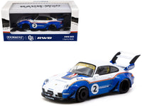RWB 993 #2 "Liberty Walk" White and Blue Metallic with Container Packaging "Hobby64" Series 1/64 Diecast Model Car by Tarmac Works