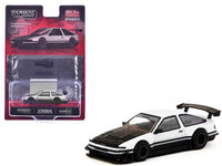 Toyota Sprinter Trueno AE86 Widebody RHD (Right Hand Drive) White and Black with Tarmac Cards "Global64" Series 1/64 Diecast Model by Tarmac Works