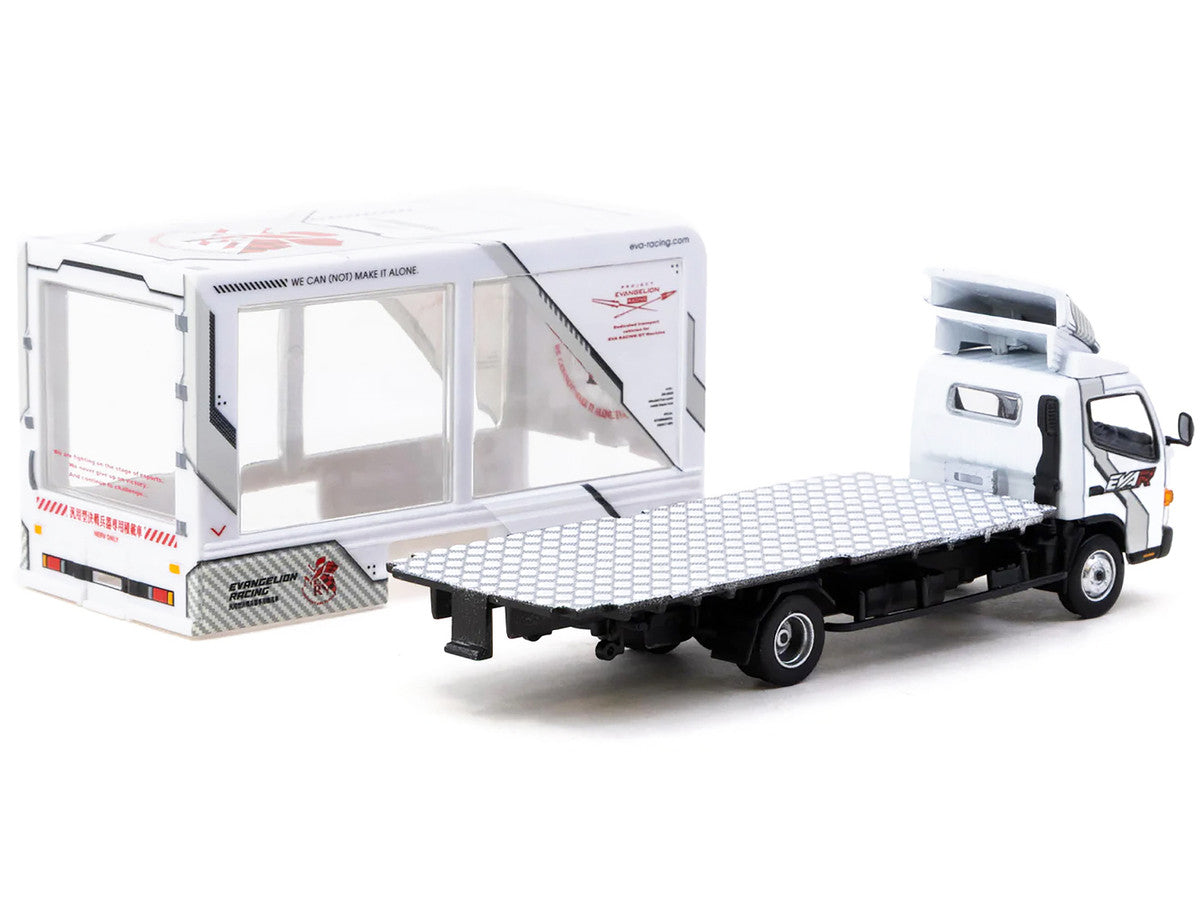 Mitsubishi Fuso Canter Mobile Display Truck RHD (Right Hand Drive) "EVA Racing" White with Graphics "Truck64" Series 1/64 Diecast Model Car by Tarmac Works