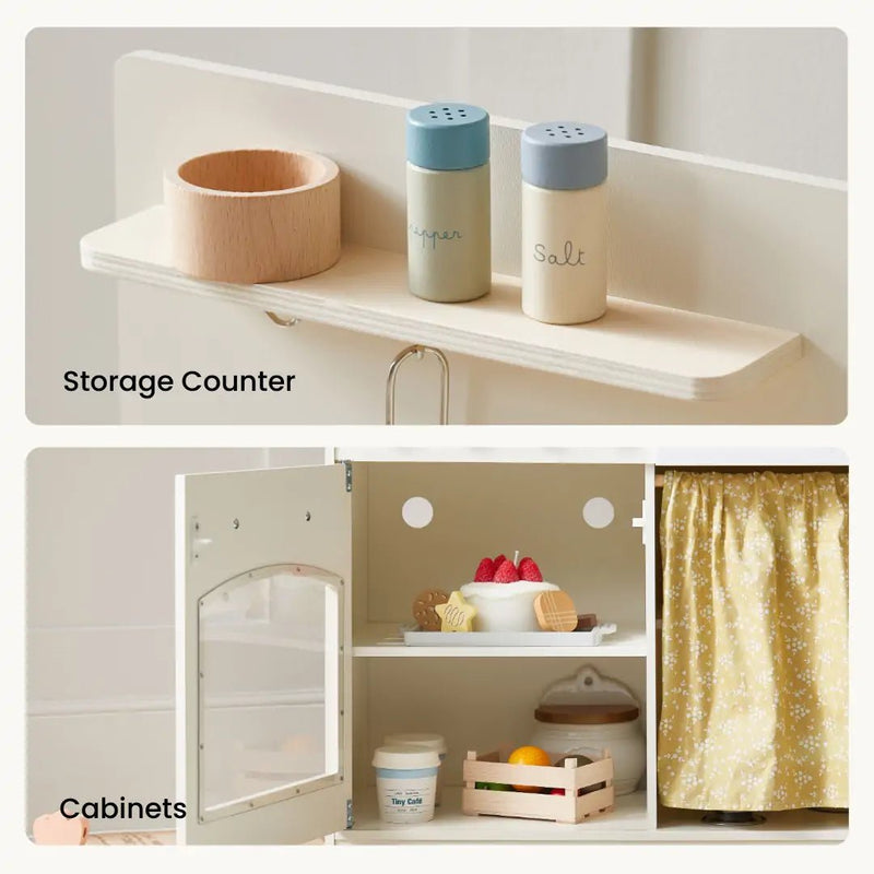 Tiny Land® Wooden Play Kitchen for Toddlers - Honey Kitchenette Pretend Cooking Set