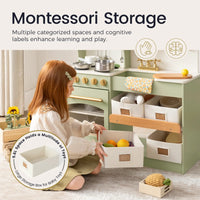 Tiny Land® Pretend Play Kitchen for Toddlers - Serenity Wooden Kitchen – Green