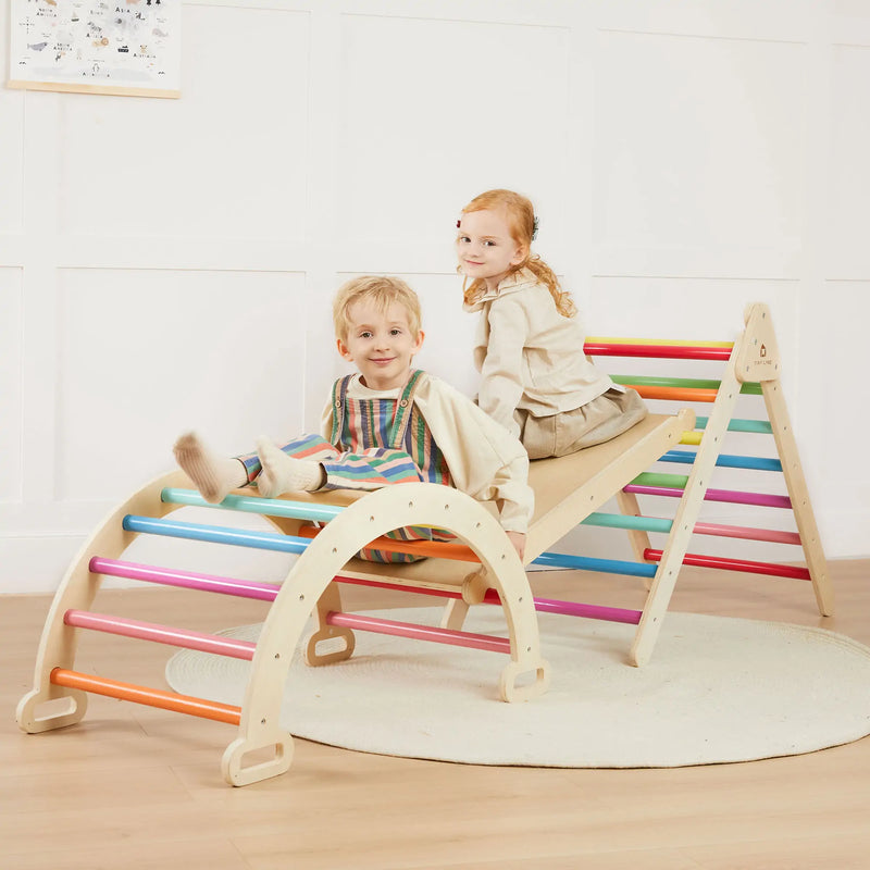 Tiny Land® 7-in-1 Rainbow Climbing Set with Play Pad