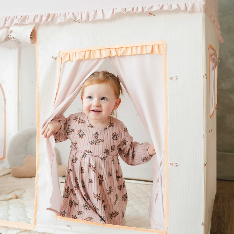 Tiny Land® Sweet Citrus Kids Play Tent – White and Pink Indoor Playhouse