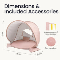 Tiny Land® Baby Beach Tent – Blush Pink Play Tent for Outdoor Fun