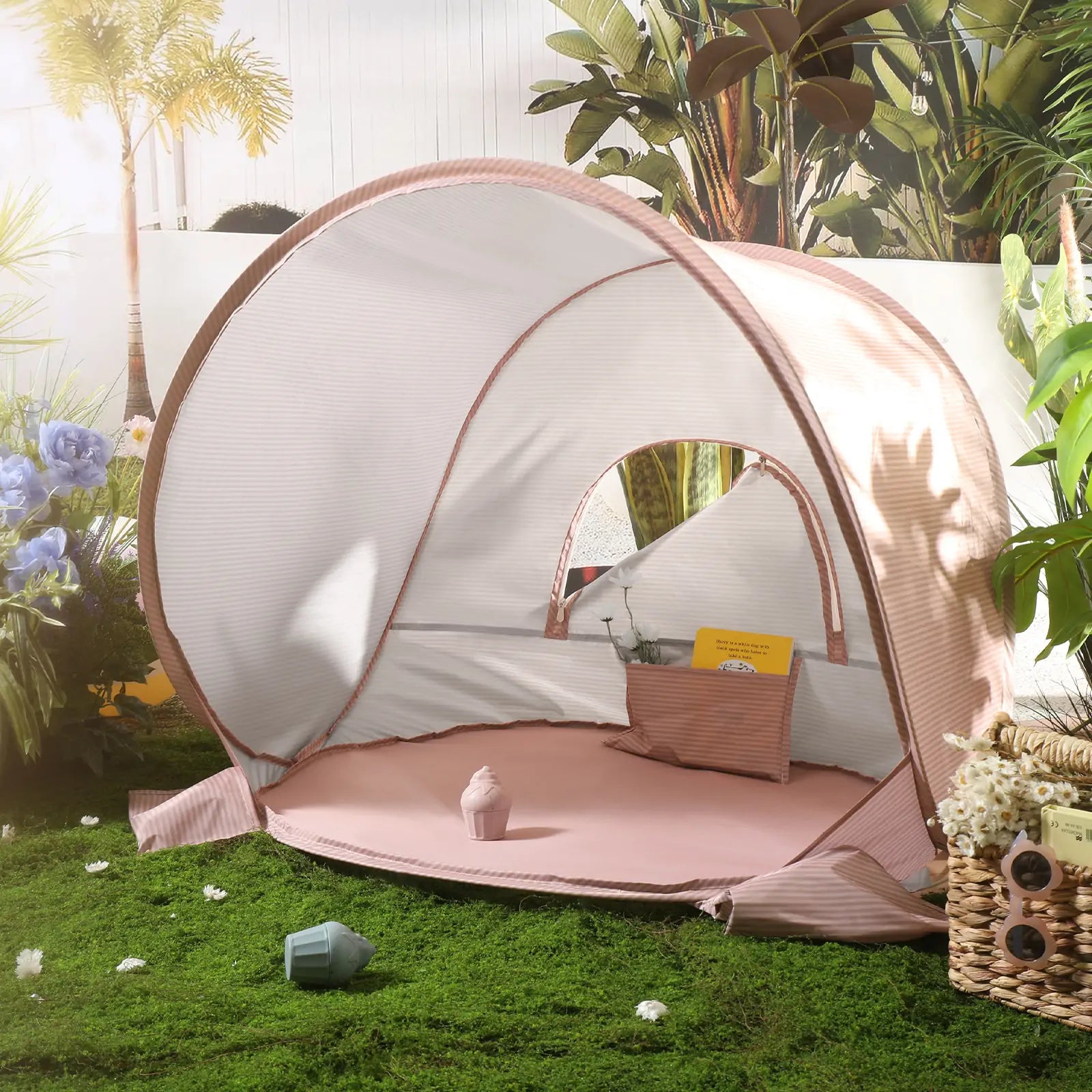Tiny Land® Baby Beach Tent – Blush Pink Play Tent for Outdoor Fun