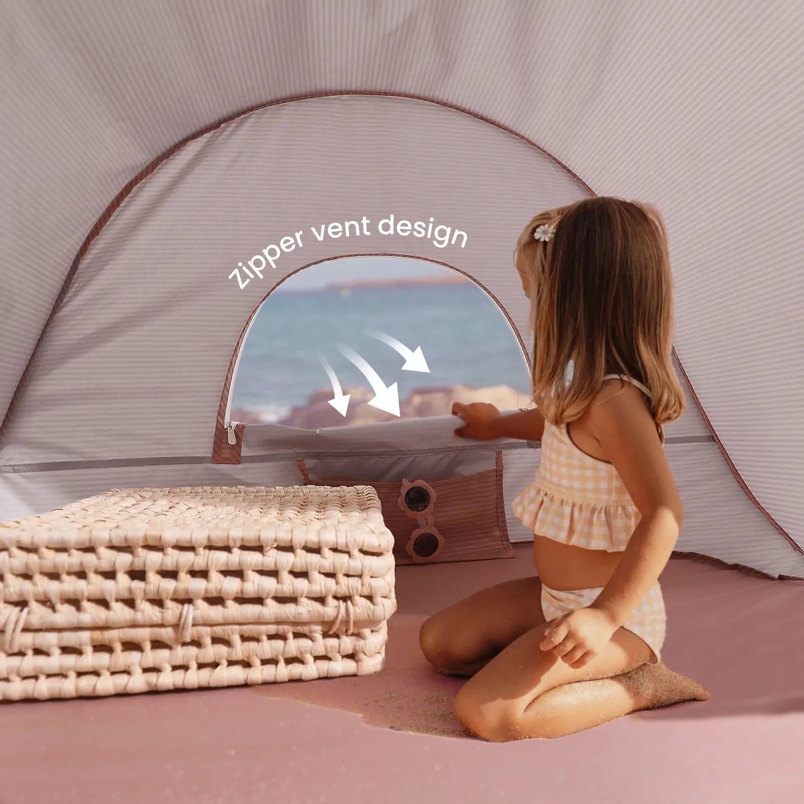 Tiny Land® Baby Beach Tent – Blush Pink Play Tent for Outdoor Fun