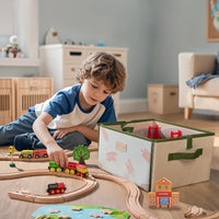 Tiny Land® 110-Piece Wooden Train Set with Folding Storage Box