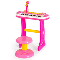 31-Key Kids Piano Keyboard Toy with Microphone and Multiple Sounds for Age 3+-Pink - Color: Pink