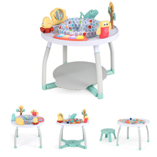 5-in-1 Baby Activity Center Interactive Bounce Seat with Removable Toys-White - Color: White