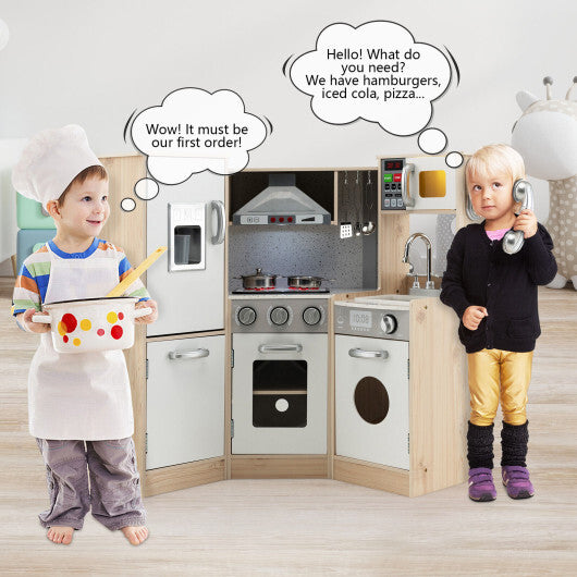 Kids Corner Wooden Kitchen Playset with Cookware Accessories-Pretend Toys-BIG FRENCHIES-LuxuryLifeWay Online Store