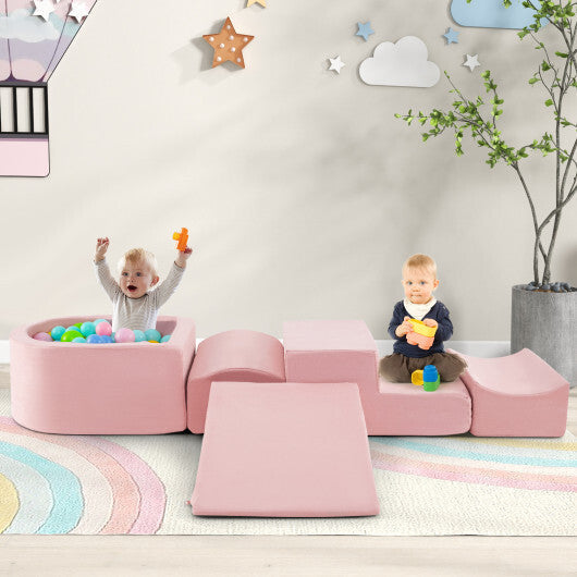 5-Piece Climb and Crawl Playset with Ball Pit for Kids-Multicolor