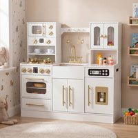 Wooden Kids Kitchen Playset with Realistic Lights and Sounds-Black
