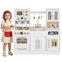 Wooden Kids Kitchen Playset with Realistic Lights and Sounds-Black