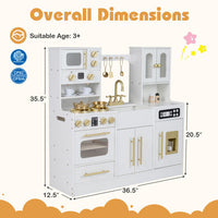 Wooden Kids Kitchen Playset with Realistic Lights and Sounds-Black