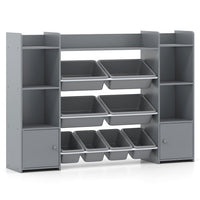 56 inch Large Toy Storage Organizer with 8 Removable Bins and Bookshelf-Pink