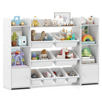 56 inch Large Toy Storage Organizer with 8 Removable Bins and Bookshelf-Pink