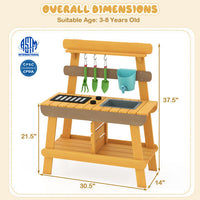 Outdoor Mud Kitchen for Kids Wooden Play Kitchen Toy for Boys Girls Aged 3-8-Yellow