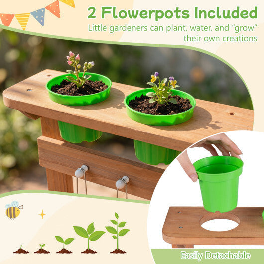 Kids Mud Kitchen with Water Tank and Sink and 15 Accessories for Ages 3+-Natural