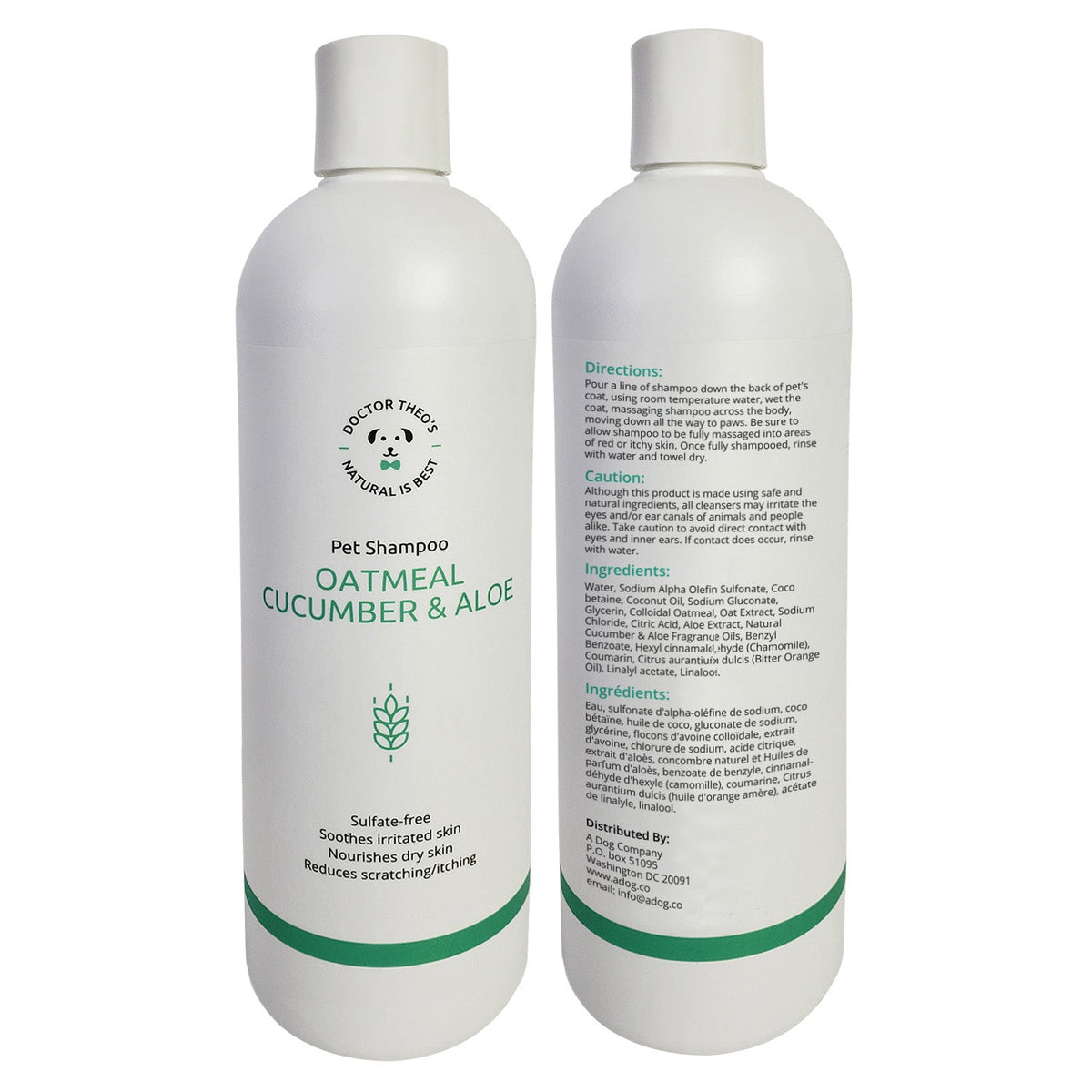 Dr. Theo's Dog Shampoo – Oatmeal, Cucumber & Aloe (16 oz) - BIG FRENCHIES