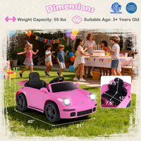 12V Electric Ride On Car Licensed RUF?CTR with Remote Control and Music-Pink
