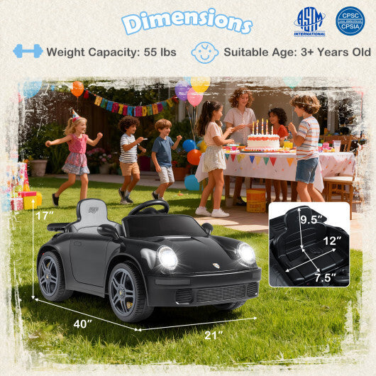 12V Electric Ride On Car Licensed RUF?CTR with Remote Control and Music-Pink
