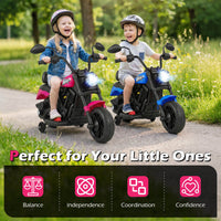 6V Kids Motorcycle with Headlight and Music and Training Wheels-White