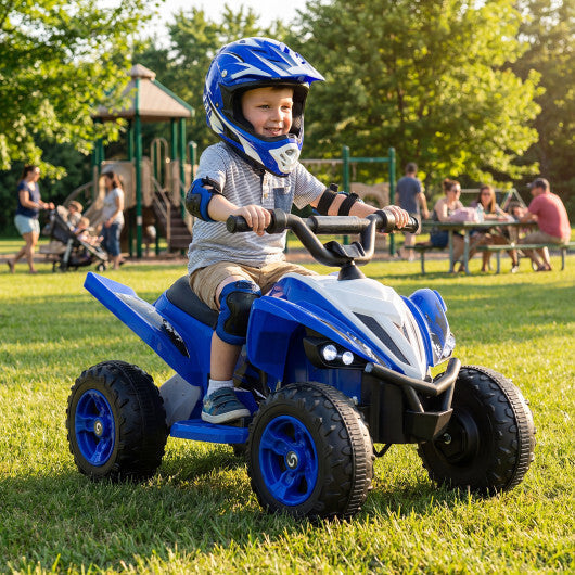 12V Kids Ride On ATV 4-Wheeler Quad with LED Lights and 7 mph Max Speed-Navy - Color: Navy