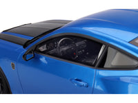 2024 Ford Mustang Dark Horse Grabber Blue Metallic with Black Hood Stripes 1/18 Model Car by Top Speed
