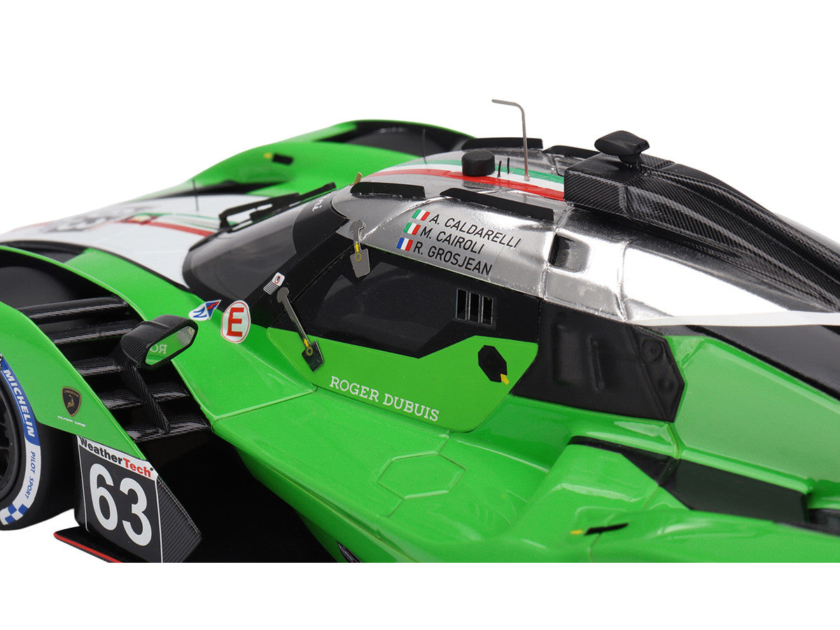 Lamborghini SC63 #63 Matteo Cairoli - Andrea Caldarelli - Romain Grosjean "Iron Lynx" IMSA "12 Hours of Sebring" (2024) 1/18 Model Car by Top Speed