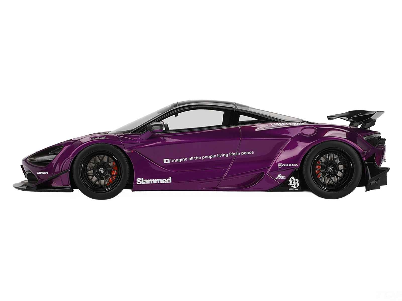 McLaren 720S "LB-Works" Purple Metallic with Black Top 1/18 Model Car by Top Speed
