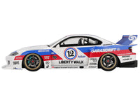 Nissan "LB-Super Silhouette" S15 SILVIA RHD (Right Hand Drive) #12 "GARASIDRIFT" White with Red and Blue Graphics 1/18 Model Car by Top Speed