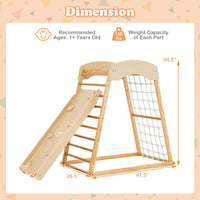 6-in-1 Jungle Gym Wooden Indoor Playground with Double-Sided Ramp and Monkey Bars-Multicolor