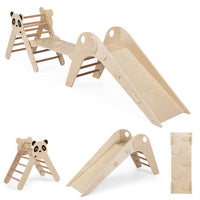Triangle Set Foldable Kids Climbing Toys Panda-Themed Wood Montessori Climbing Set-Macaron