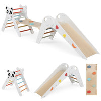 Triangle Set Foldable Kids Climbing Toys Panda-Themed Wood Montessori Climbing Set-Macaron