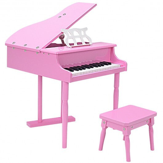 Musical Instrument Toy 30-Key Children Mini Grand Piano with Bench-Black