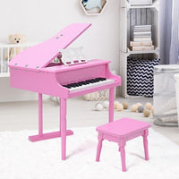 Musical Instrument Toy 30-Key Children Mini Grand Piano with Bench-Black