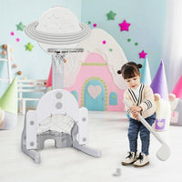 3 in 1 Height Adjustable Kids Basketball Hoop Set with Balls-Blue