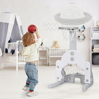 3 in 1 Height Adjustable Kids Basketball Hoop Set with Balls-Blue