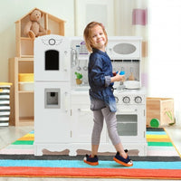 Kitchen Pretend Play Cookware Set Toys for Kids with Water Dispenser - Color: White
