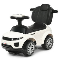 3 In 1 Ride on Push Car Toddler Stroller Sliding Car with Music-White - Color: White