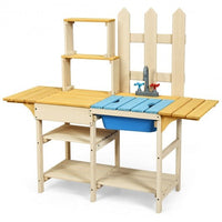 Kid's Outdoor Wooden Pretend Cook Kitchen Playset Toy
