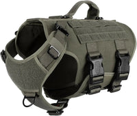Tactical Dog Harness 6 Buckle No Pull MOLLE Vest Adjustable 3/4 Coverage